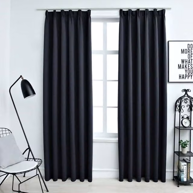 Berkfield Home Blackout Curtains with Hooks, 2 Pack, Anthracite, W: 140 cm, H: 245 cm