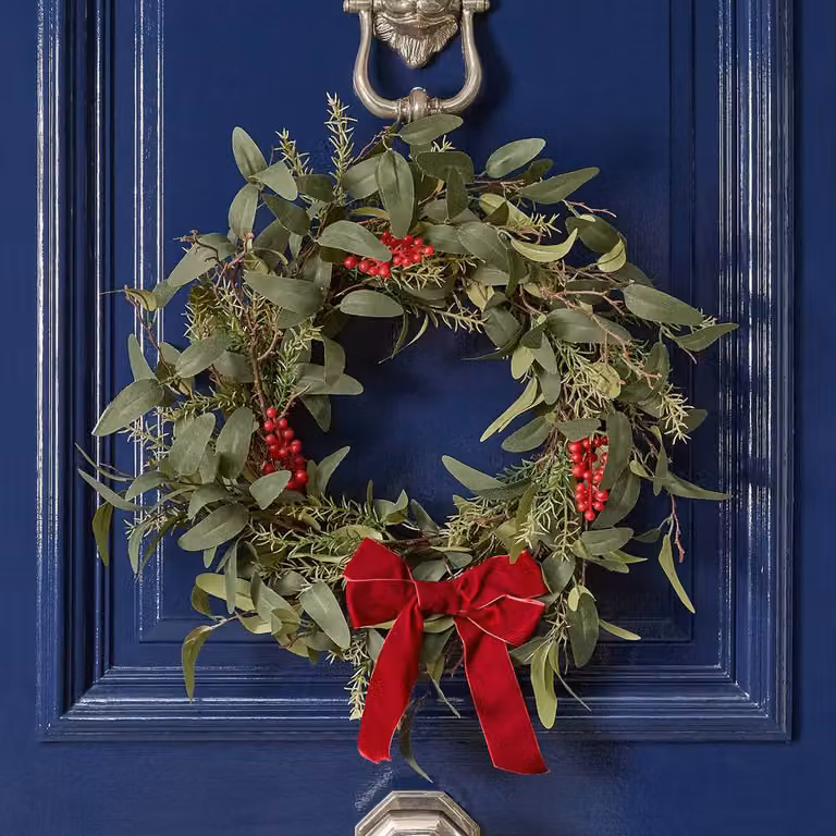 OHS Christmas Berry Bow Artificial Wreath in Red, Green and Multicolour