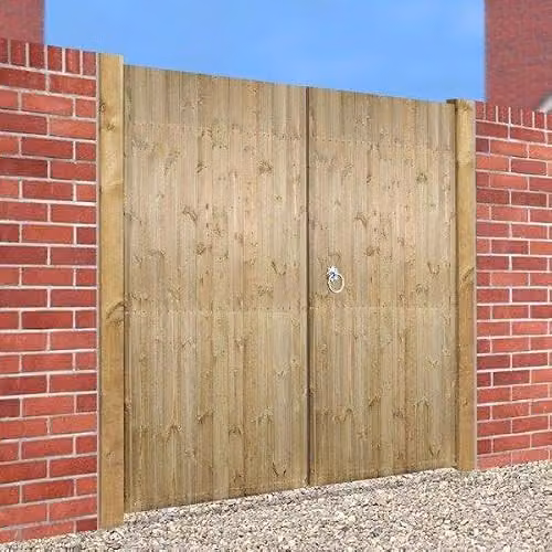 Burbage Iron Craft Carlton Pressure Treated Double Driveway Gate, Brown, W: 210 cm, H: 180 cm