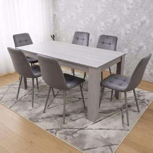 KOSY KOALA Grey Modern Dining Table Set with 6 Chairs – 2