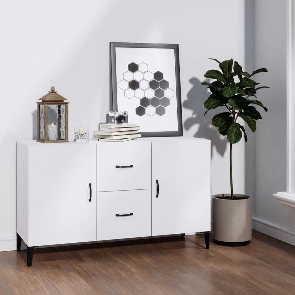 Berkfield Home White Classic Sideboard in MDF, W/D/H: 100 x 36 x 60 cm – 2