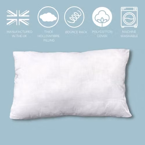 Homespace Direct Pair of White Hollowfibre Hypoallergenic Bounce Back Pillows with Polycotton Cover – 2