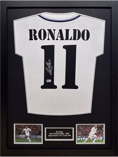 Allstarsignings Ronaldo Nazario Signed and Framed Real Madrid White Shirt