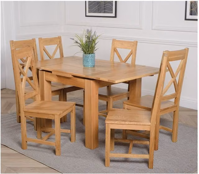 Thats Furniture Richmond Square Oak Extending Dining Table and 6 Berkeley Chairs, Brown