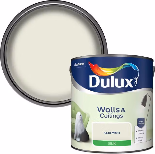 Dulux Water Based Satin Gloss Dispersion Paint in White and Green, 2.5 l