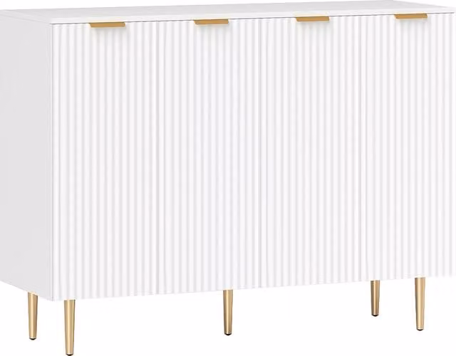 HOMCOM Modern White Sideboard Buffet Cabinet with Adjustable Shelves for Kitchen, Living Room or Hallway – 1