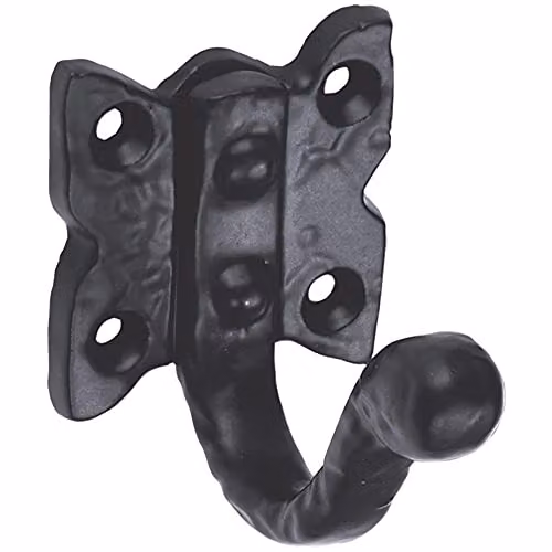 Loops Single Ornate Wardrobe Hook with Butterfly Backplate in Black Antique