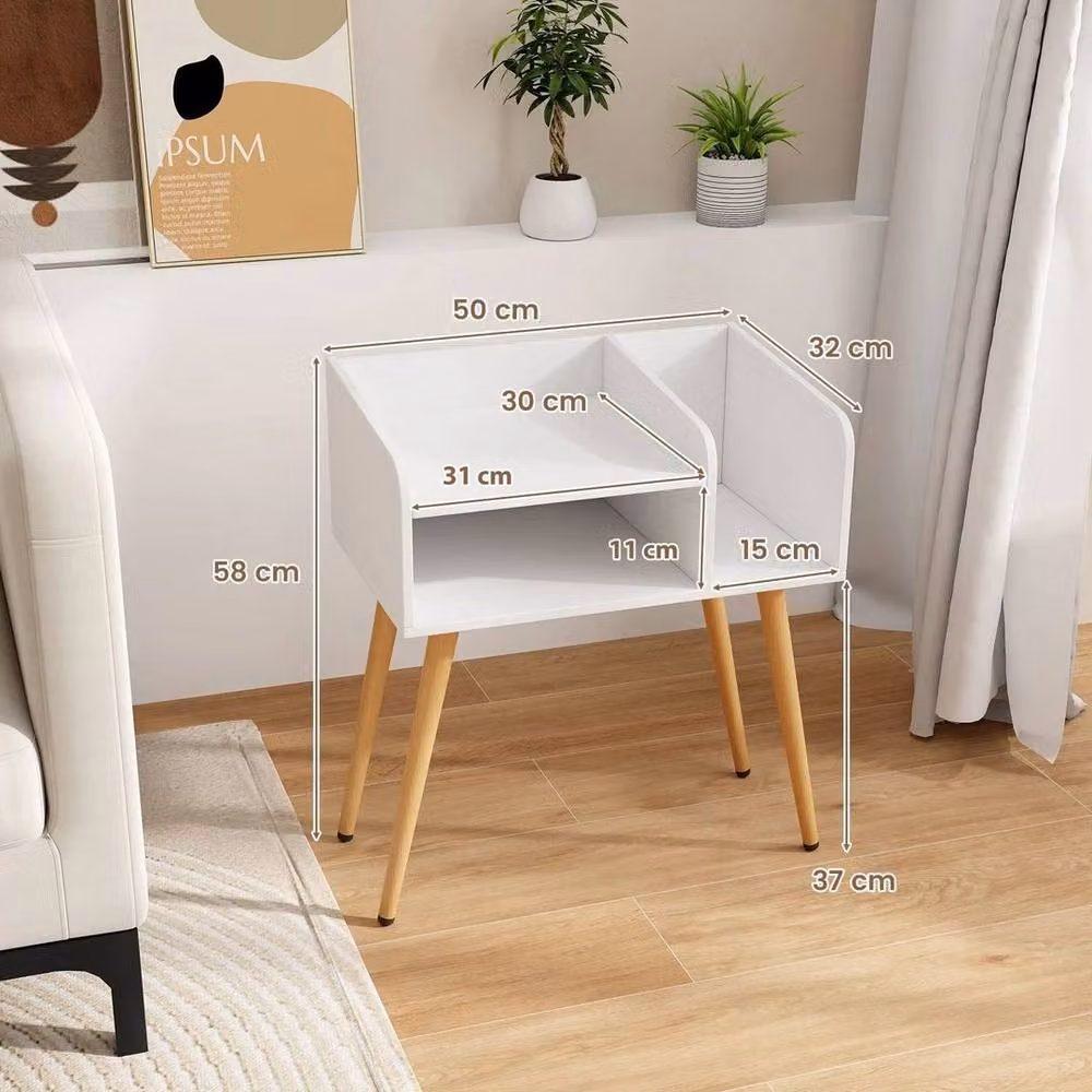 Kelvenix Mid Century Modern 2-Tier Nightstand in White – 2