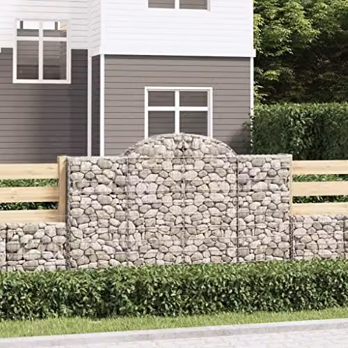 vidaXL 15-Piece Arched Gabion Baskets in Silver Galvanised Steel for Garden Landscape Fencing and Outdoor Patio Retaining Walls – 2
