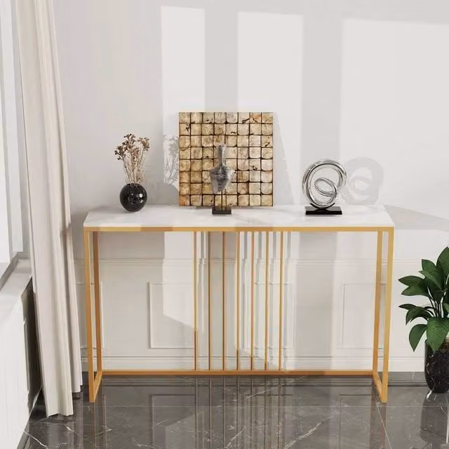 SPETLEK Slim Narrow Hallway Console Table in White