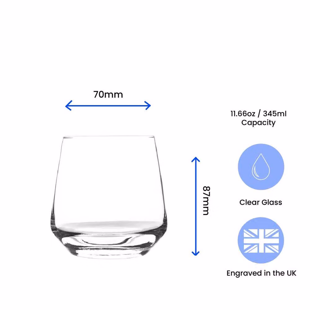 Uniqueful Personalised Tall Whiskey Tumbler Glass, Clear, 345ml – 2