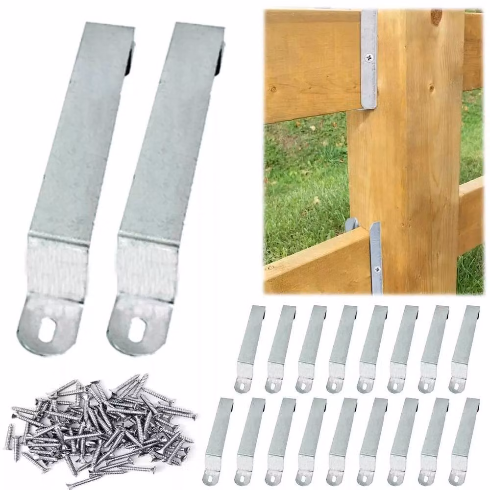 SPETLEK Galvanised Steel Fence Post Security Brackets in Silver, W/H: 100 x 15 cm – 2