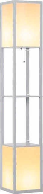 HOMCOM Modern Grey Floor Lamp with Dual Ambient Light and Shelf, Height: 156 cm