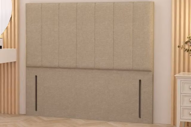 Somnior Austin Linen Fabric Upholstered Divan Headboard in Beige, Super King Size