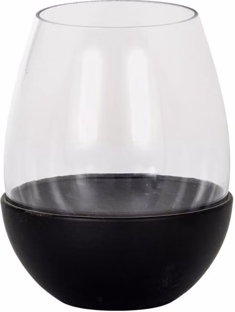Lemon Pavilion Neris Large Candle Holder with Glass Goblet, Black, W: 14 cm, D: 14 cm, H: 18 cm
