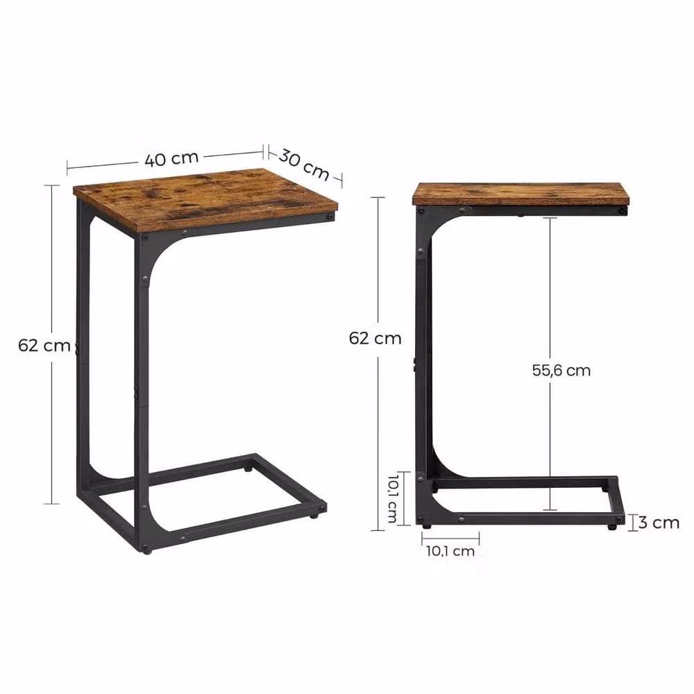 Kelvenix C-Shaped Side Table in Brown and Black with Sled Base – 2