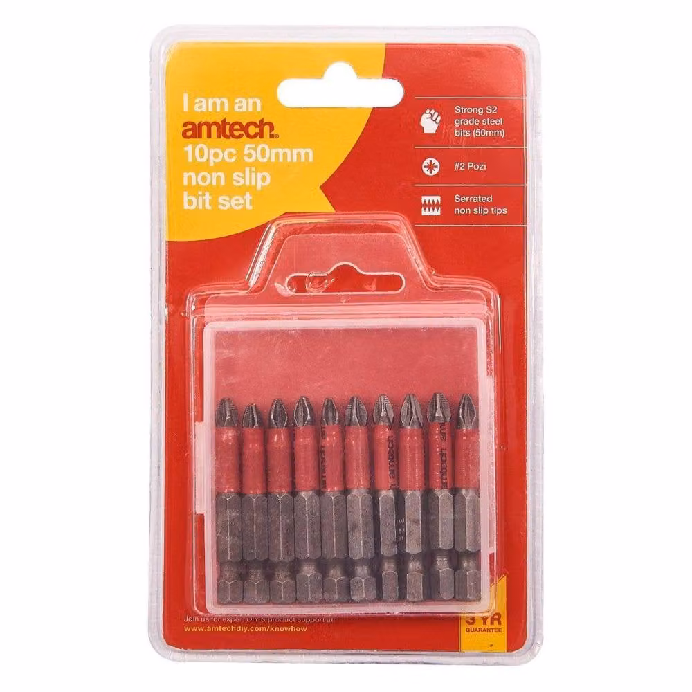 Amtech Non-Slip Screwdriver Bits, 50mm, 10 Pack, Multicolour – 3