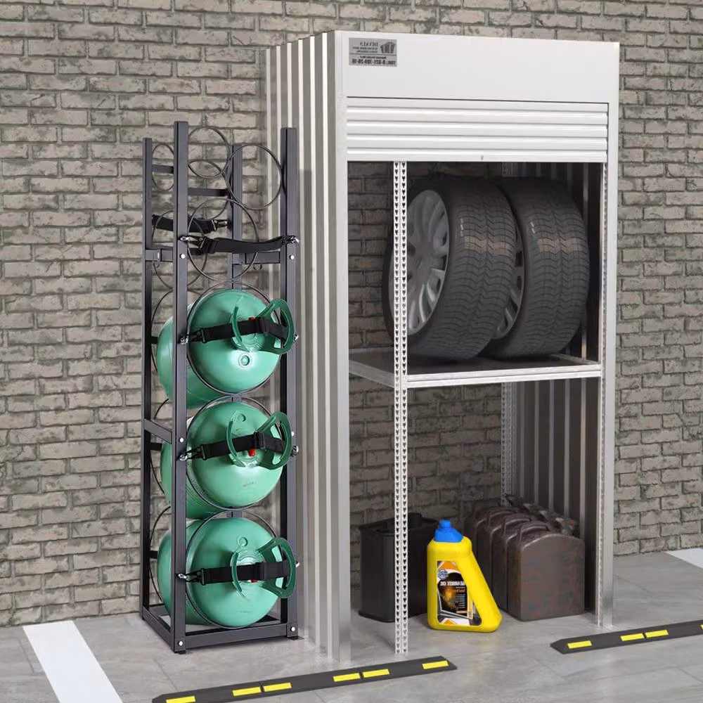 VEVOR Black Steel Freestanding Refrigerant Tank Rack with 3 x 30lbs Capacity – 7