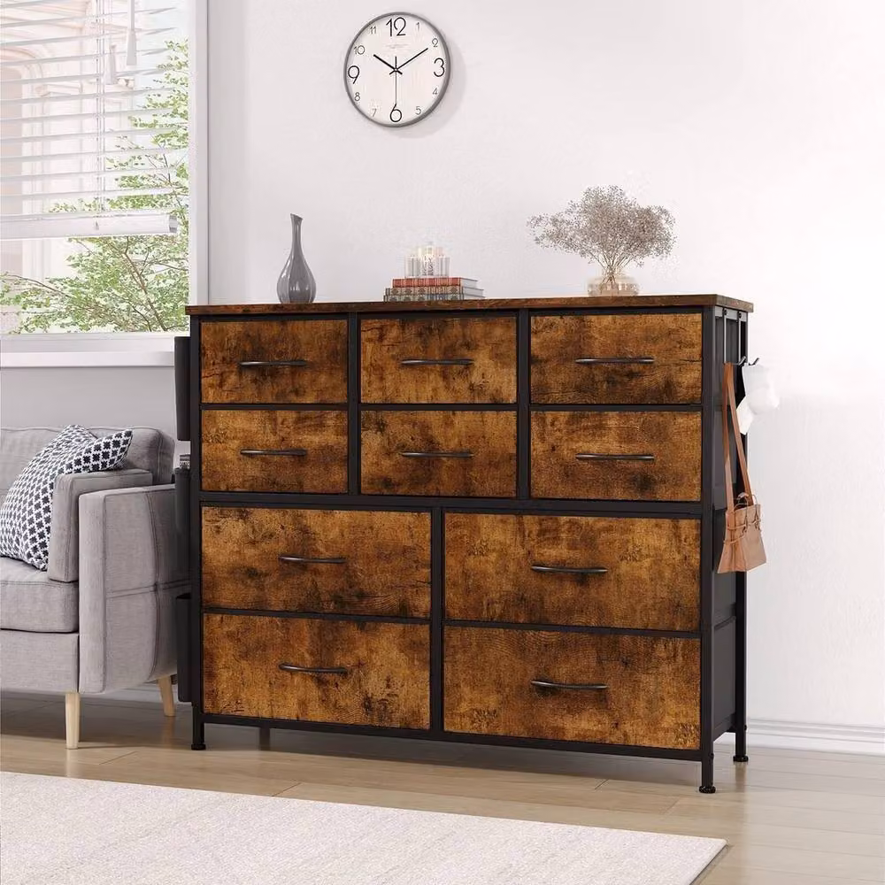 Havendro Modern Brown Wood and Fabric Chest of Drawers for your Bedroom – 3
