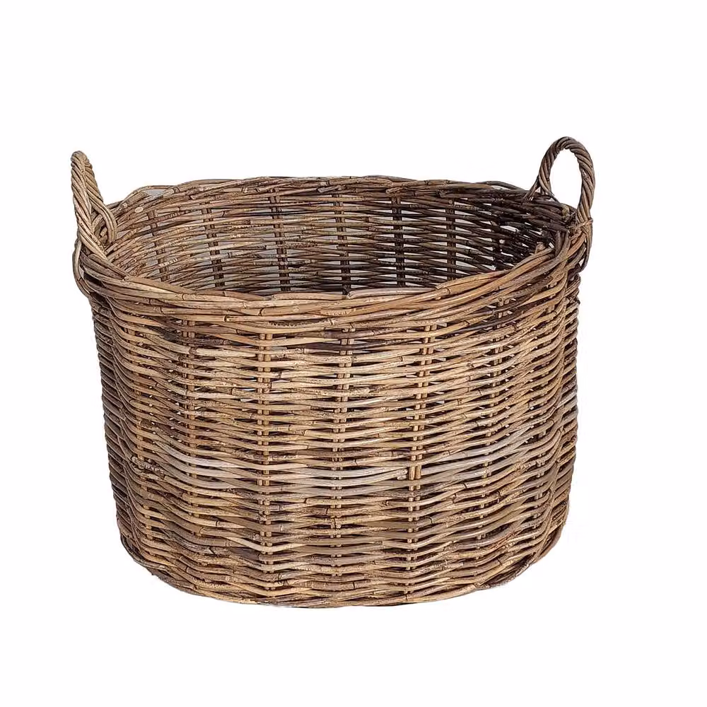 Dibor Azara Traditional Natural Oval Log Basket XL, Brown Rattan, H 46 x L 67 x W 53 cm – 2