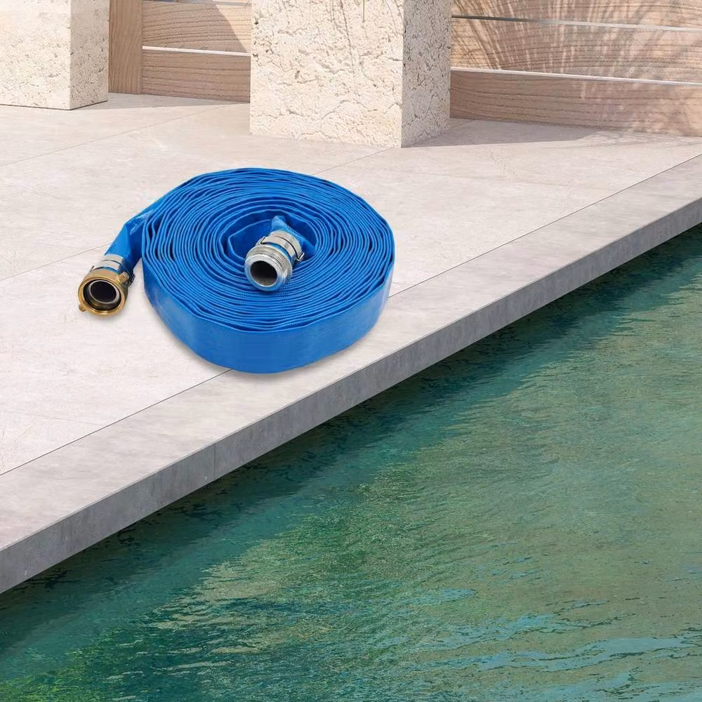 EONLION Blue PVC Layflat Water Discharge Hose for Pumps and Pools, 1.5 inch x 50 ft – 2