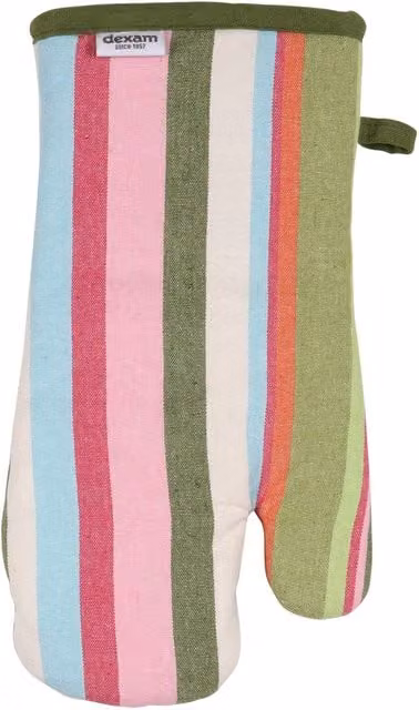dexam Striped Cotton Gauntlet Glove for Adults in Green and Multicolour