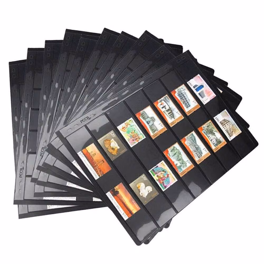SPETLEK Black Double Sided Stamp Album Stock Pages, Pack of 10 – 4