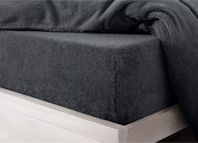 VELOSSO Anthracite Microfibre Thermal Fleece Fitted Sheet, W/D/H: 180 x 200 cm