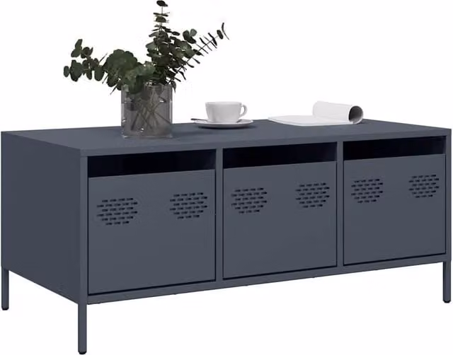 Berkfield Home Sturdy Industrial Coffee Table in Anthracite Grey, W/D/H: 101.5 x 50 x 43.5 cm