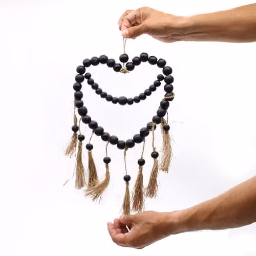 KDMD Boho Heart Hanging Mobile with Multicolour Beads, W: 33 cm, H: 23 cm – 3