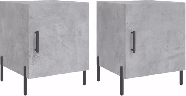 Berkfield Home Set of 2 Modern Bedside Cabinets in Concrete Grey, W/D/H: 40 x 40 x 50 cm