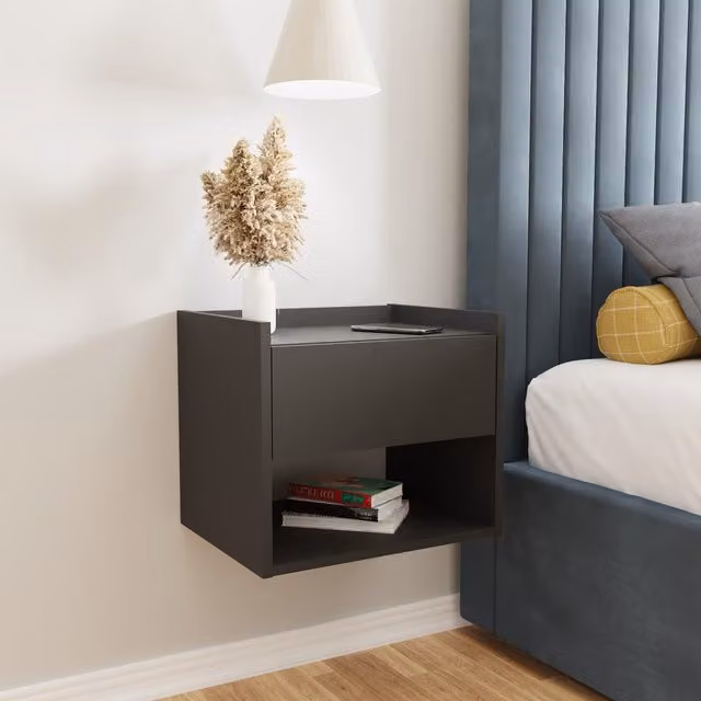 GFW Harmony Pair of Wall Mounted Bedside Tables in Anthracite, Grey or Black – 1