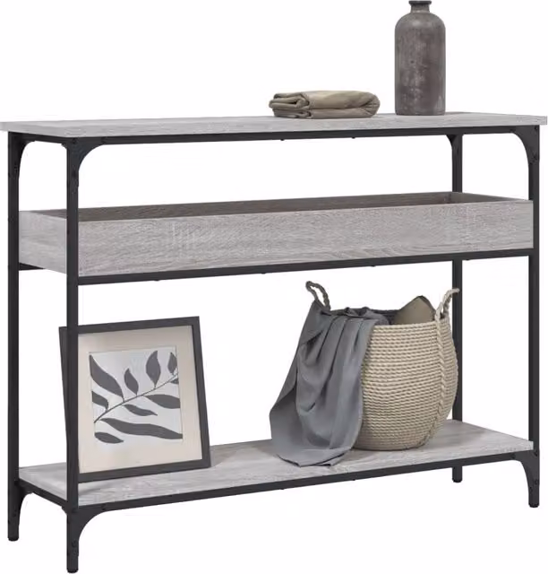 Berkfield Home Console Table with Shelf, Grey Sonoma, W/D/H: 100 x 29 x 75 cm – 1