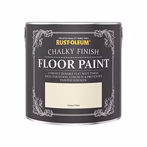 Rust-Oleum Water-Based Scratch-Proof Floor Paint in Matt Finish, White, 2.5L – 3