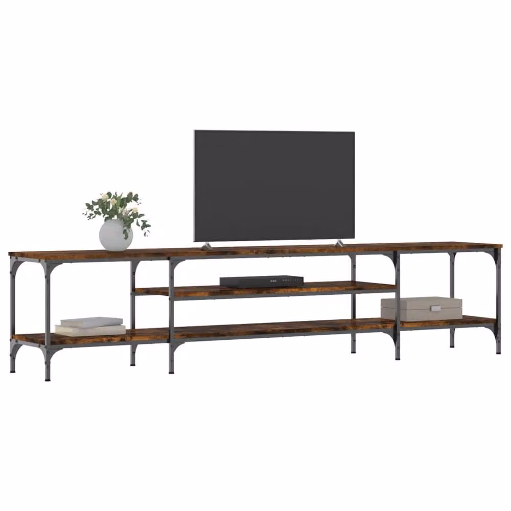 Berkfield Home Industrial TV Cabinet in Smoked Oak, W/D/H: 201 x 45 x 35 cm – 3