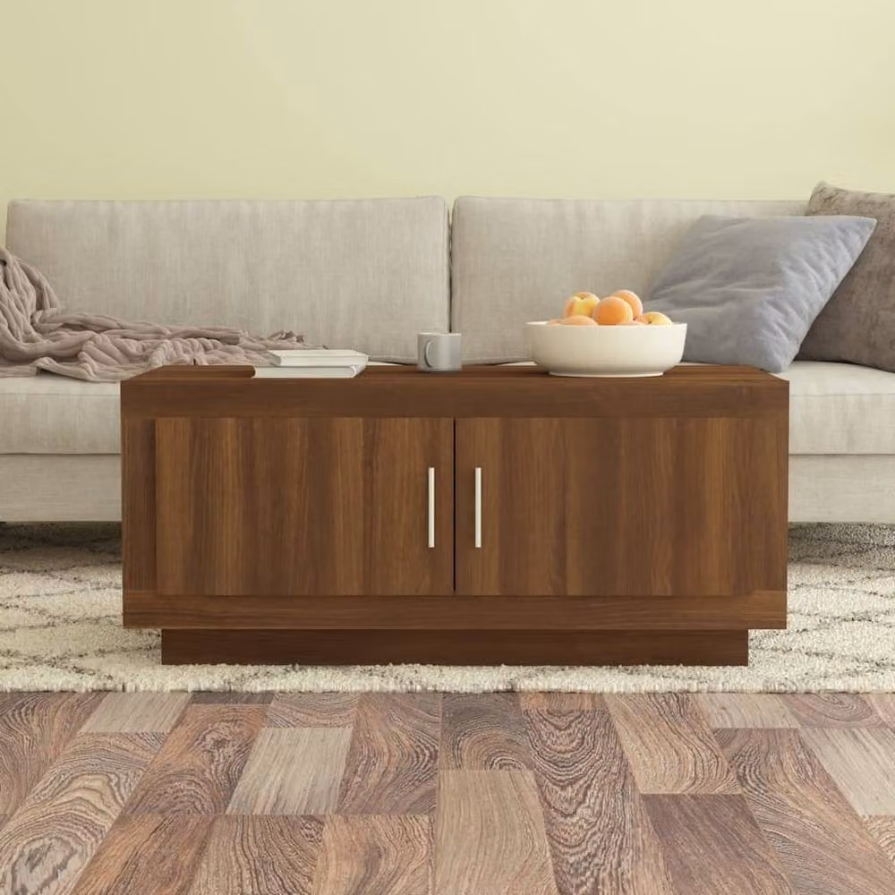 Berkfield Home Modern Rectangular Coffee Table in Brown Oak, W/D/H: 102 x 50 x 45 cm – 1