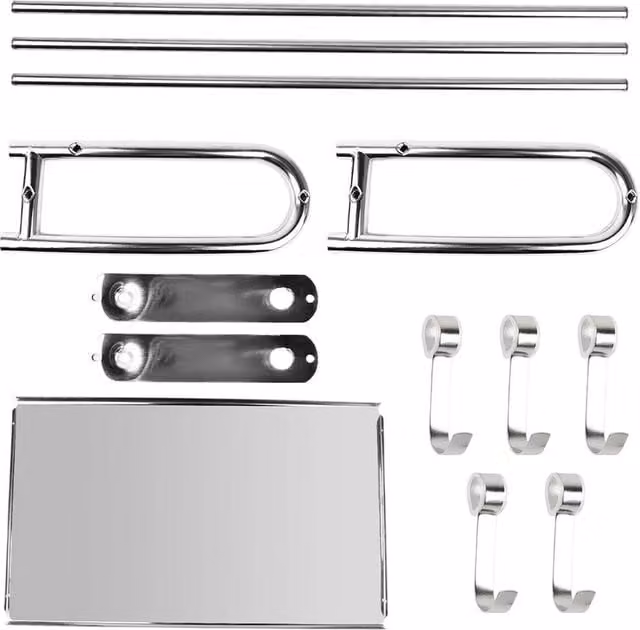 FLAVORA Wall Mounted Microwave Oven Stand in Silver