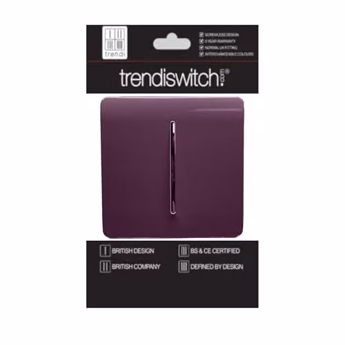Trendi 1 Gang 3 Way Intermediate 10 Amp Rocker Light Switch in Plum Purple – 2