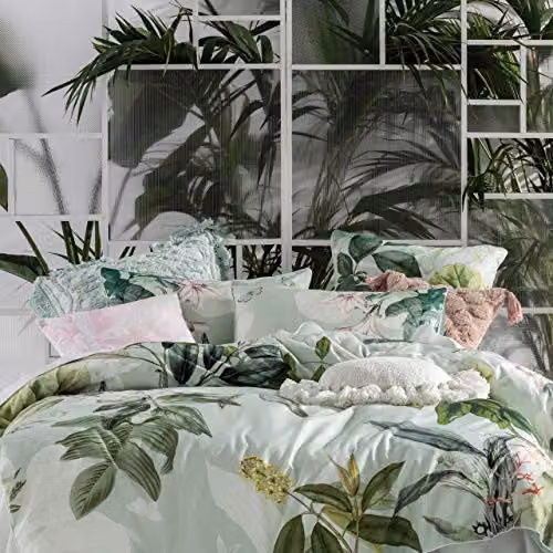 Linen House Glasshouse Botanical Cotton Pillowcase Set, Multicolour, W/D/H: 50 x 50 x 50 cm