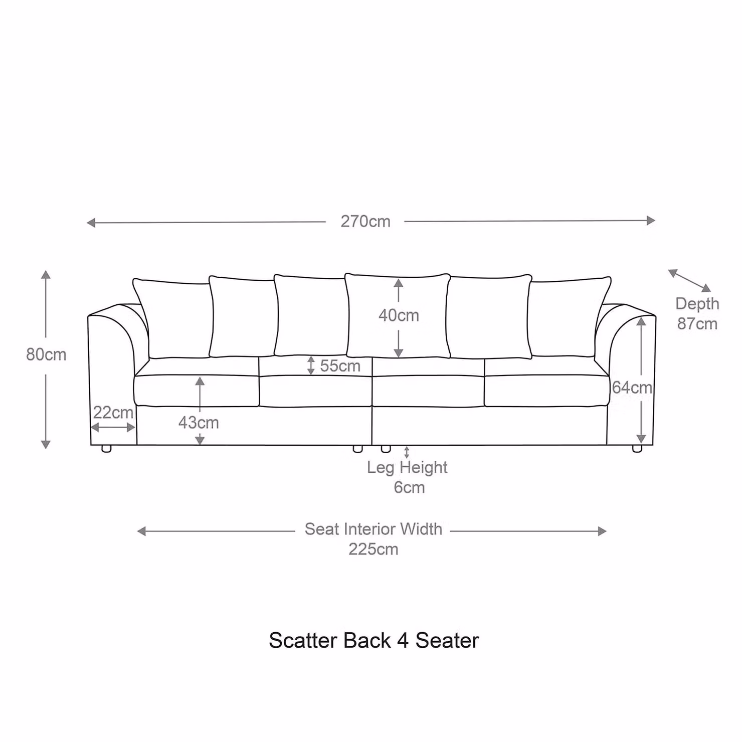 Luxor Living Luxor 4 Seater Jumbo Cord Fabric Sofa in Grey with Scatter Cushions – 3