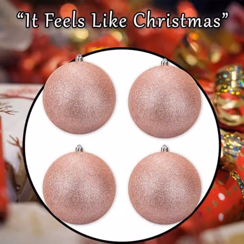 VFM e-Store Set of 4 Gold Abstract Flower Christmas Bauble Hanging Tree Ornaments, Diameter: 7 cm – 7