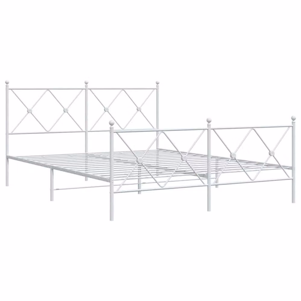 Berkfield Home Metal Bed Frame with Footboard in White, 150 x 200 cm – 3