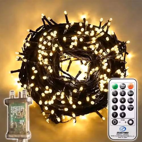 SHATCHI 480 LED Warm White Fairy String Lights with Remote Control and Timer, Waterproof IP44 Outdoor and Indoor Decorations