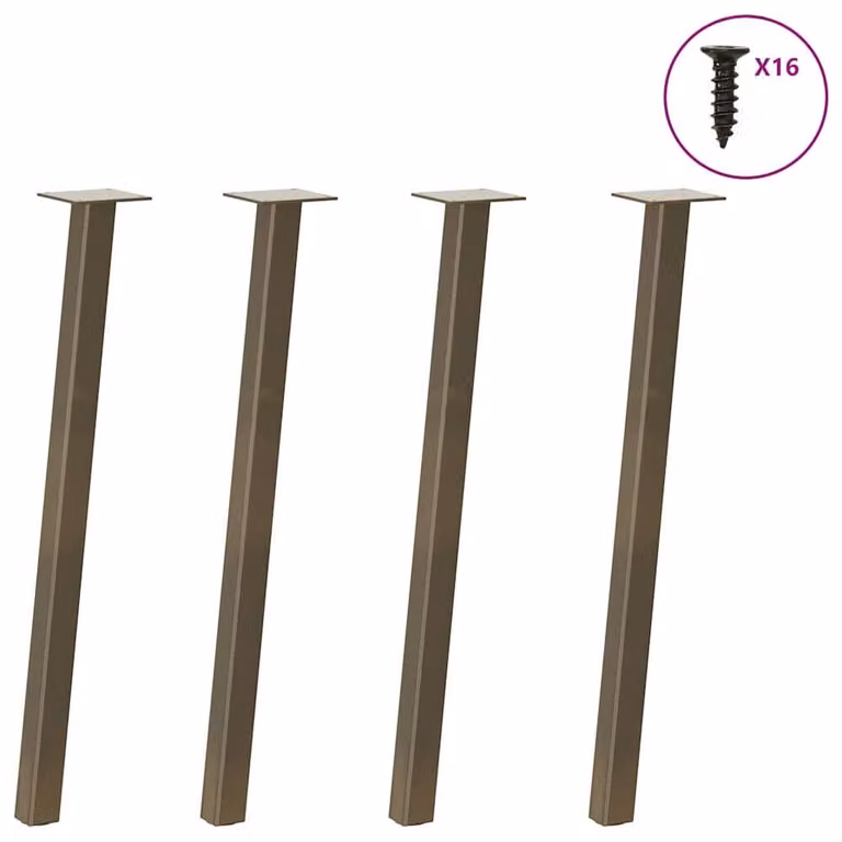 Berkfield Home Modern Coffee Table Legs, 4 Pieces, Brown Steel, Height: 72 cm