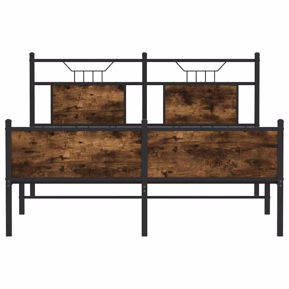 Berkfield Home Bed Frame in Smoked Oak and Brown Engineered Wood, W/D/H: 140 x 190 cm – 3