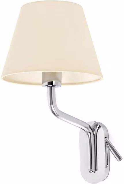 Eterna Faro Chrome and Grey Reading Wall Light with E27 Bulb Holder