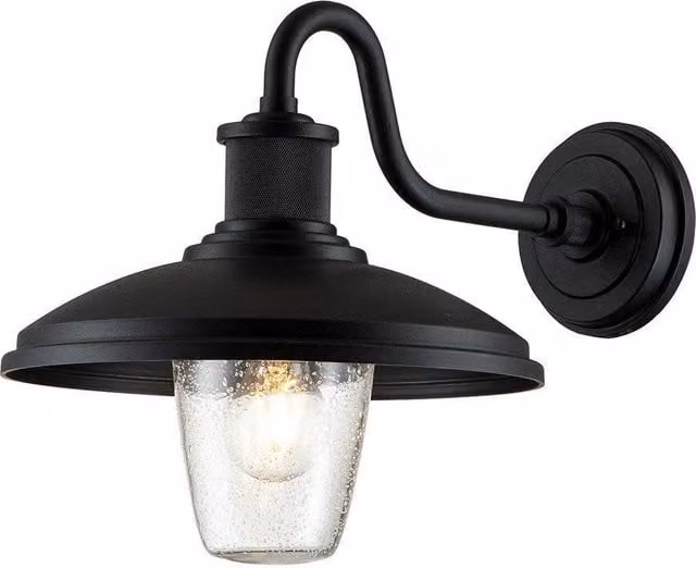 Kichler Allenbury Outdoor Dome Wall Lamp in Textured Black with Transparent Glass, IP44 Rated