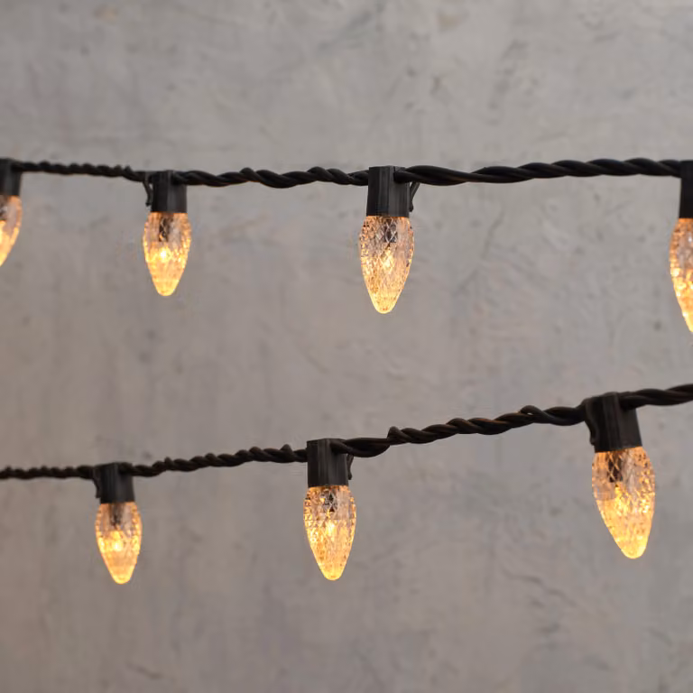 Lights4fun Plus Connectable C9 LED Fairy Lights, Warm White, 185m, Black Cable