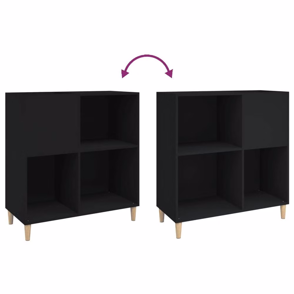 Berkfield Home Record Cabinet in Black, W/D/H: 84.5 x 38 x 89 cm – 4