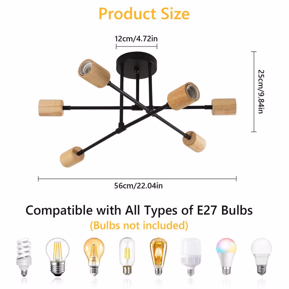 Goeco Industrial Metal Pendant Light, Black Vintage E27 Suspended Ceiling Light – 3